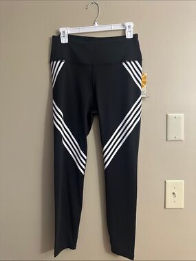 Black Leggings with White Stripe Accent